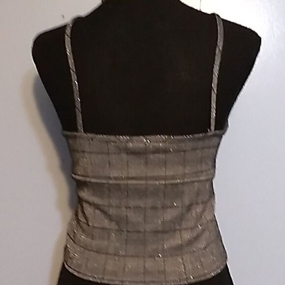 OBJEX Silver Plaid Sparkle Croptop - Picture 5 of 12